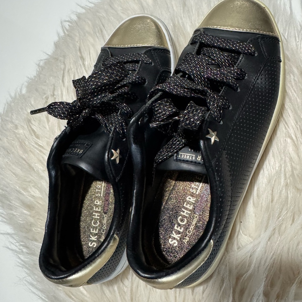 Skechers Women's Black Sneakers with Gold Accents